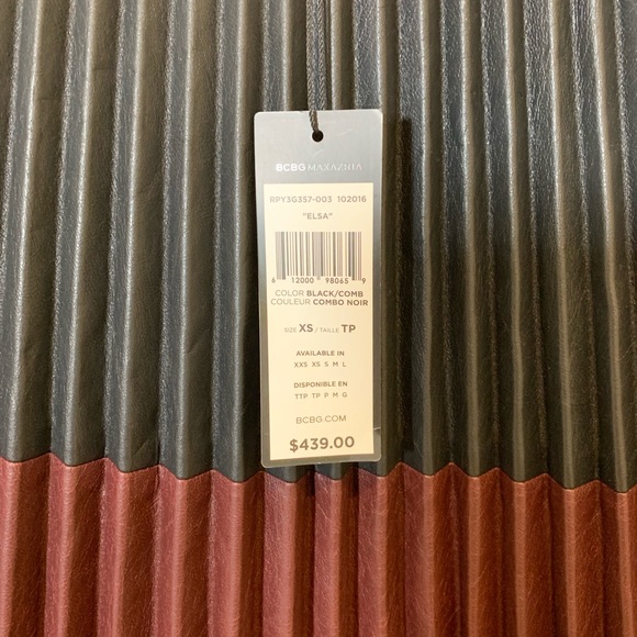 BCBG Max Azaria Elsa Faux Leather Pleated Skirt - Picture 3 of 5